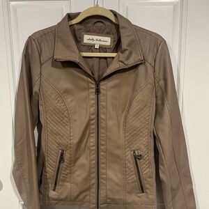 Sebby Collection Women's Tan Faux Leather Jacket